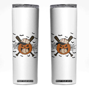 Creepy Jack O Lantern Baseball Skinny Tumbler Halloween Gift TS12 White Print Your Wear