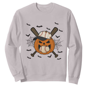 Creepy Jack O Lantern Baseball Sweatshirt Halloween Gift TS12 Ice Gray Print Your Wear