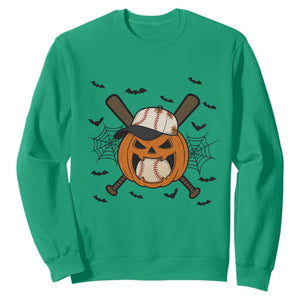 Creepy Jack O Lantern Baseball Sweatshirt Halloween Gift TS12 Irish Green Print Your Wear