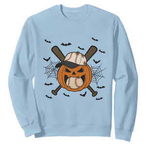 Creepy Jack O Lantern Baseball Sweatshirt Halloween Gift TS12 Light Blue Print Your Wear