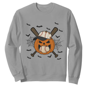 Creepy Jack O Lantern Baseball Sweatshirt Halloween Gift TS12 Sport Gray Print Your Wear