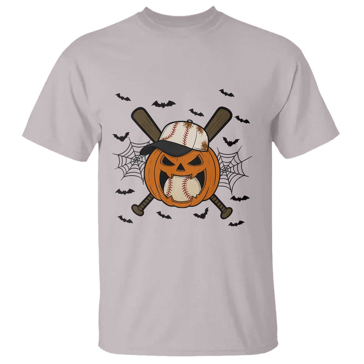 Creepy Jack O Lantern Baseball T Shirt Halloween Gift TS12 Ice Gray Print Your Wear