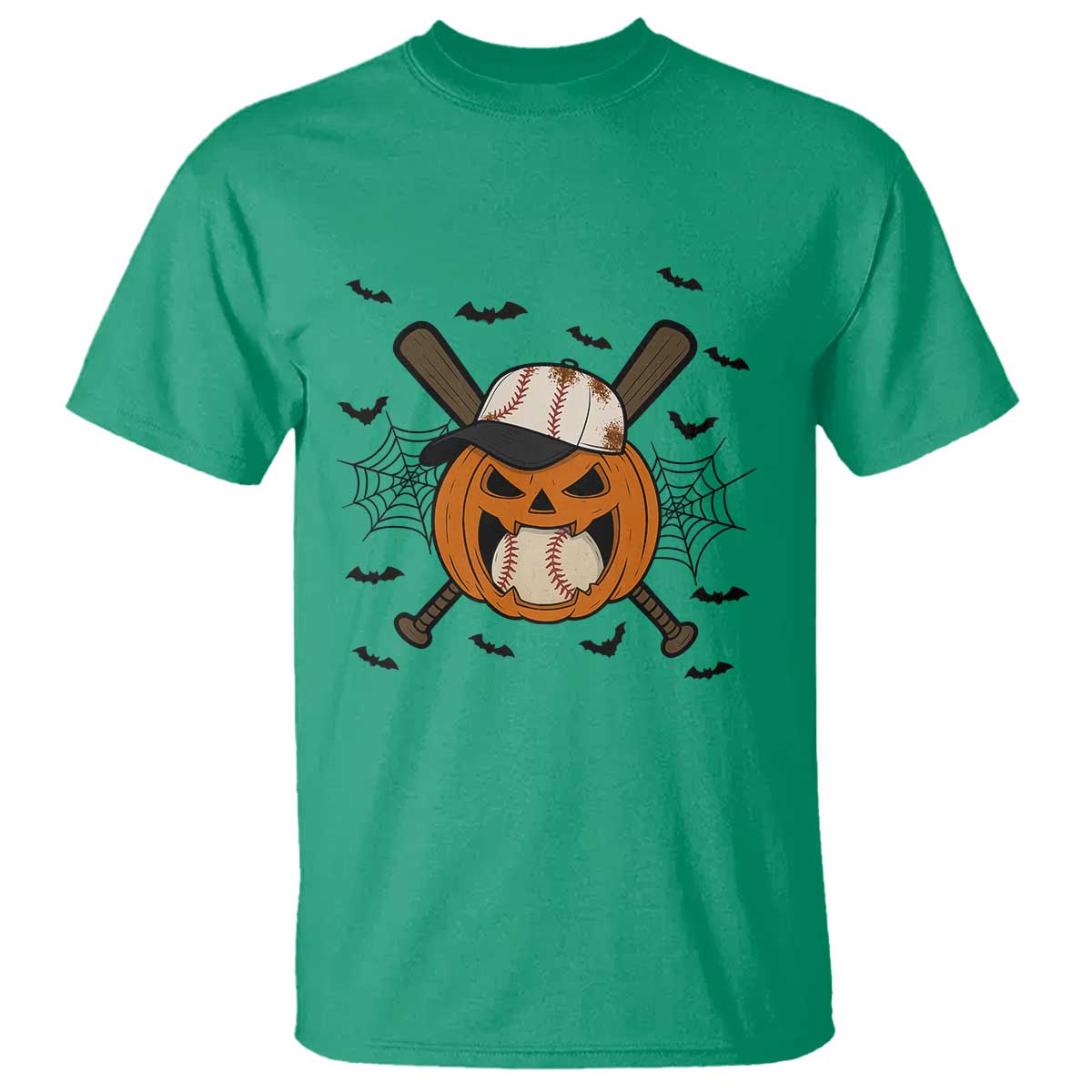 Creepy Jack O Lantern Baseball T Shirt Halloween Gift TS12 Irish Green Print Your Wear