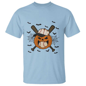Creepy Jack O Lantern Baseball T Shirt Halloween Gift TS12 Light Blue Print Your Wear
