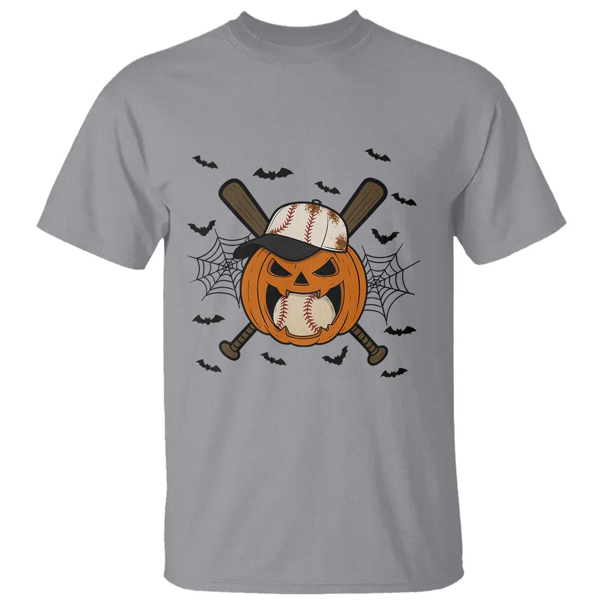 Creepy Jack O Lantern Baseball T Shirt Halloween Gift TS12 Sport Gray Print Your Wear