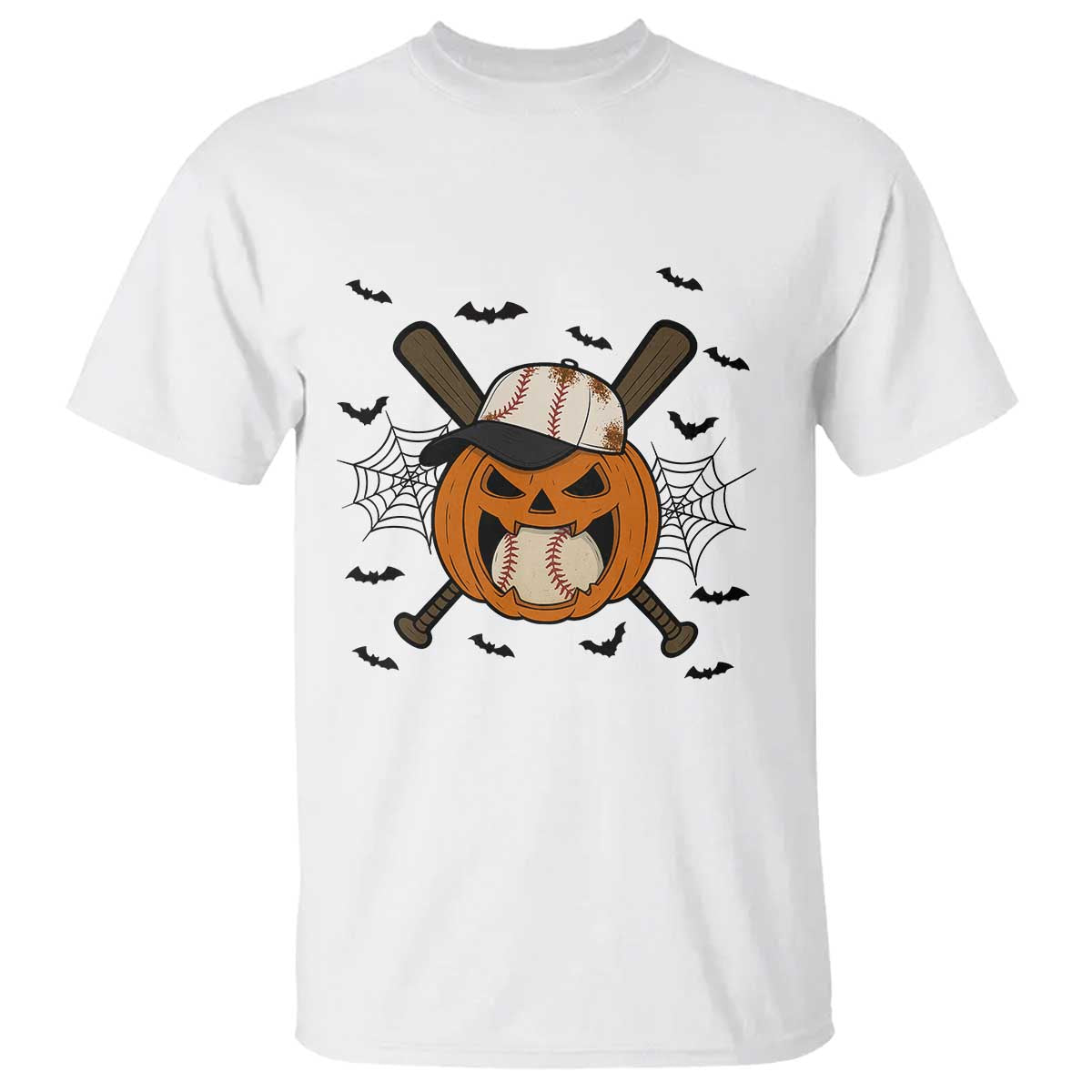 Creepy Jack O Lantern Baseball T Shirt Halloween Gift TS12 White Print Your Wear