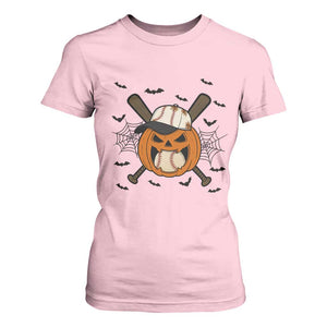 Creepy Jack O Lantern Baseball T Shirt For Women Halloween Gift TS12 Light Pink Print Your Wear