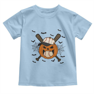 Creepy Jack O Lantern Baseball Toddler T Shirt Halloween Gift TS12 Light Blue Print Your Wear