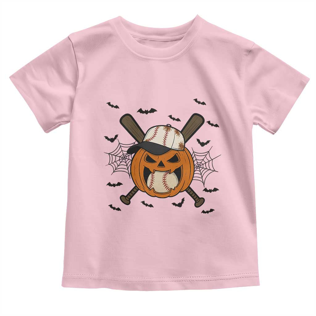 Creepy Jack O Lantern Baseball Toddler T Shirt Halloween Gift TS12 Light Pink Print Your Wear