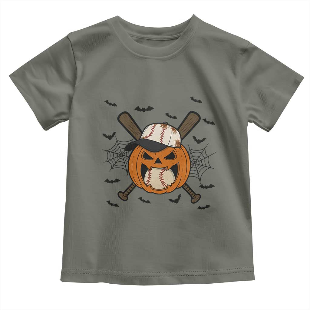 Creepy Jack O Lantern Baseball Toddler T Shirt Halloween Gift TS12 Military Green Print Your Wear
