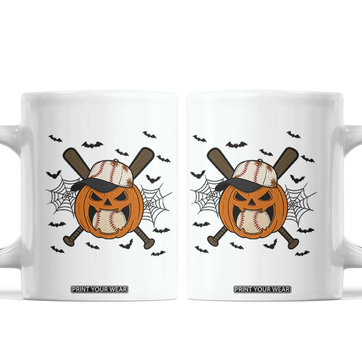 Creepy Jack O Lantern Baseball Coffee Mug Halloween Gift TS12 White Print Your Wear