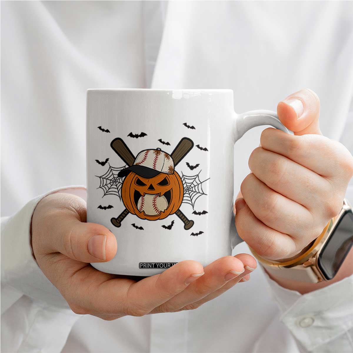 Creepy Jack O Lantern Baseball Coffee Mug Halloween Gift TS12 Print Your Wear
