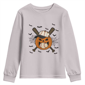 Creepy Jack O Lantern Baseball Youth Sweatshirt Halloween Gift TS12 Ice Gray Print Your Wear