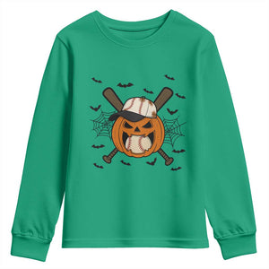 Creepy Jack O Lantern Baseball Youth Sweatshirt Halloween Gift TS12 Irish Green Print Your Wear