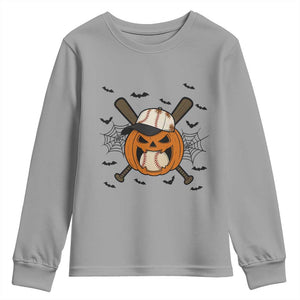 Creepy Jack O Lantern Baseball Youth Sweatshirt Halloween Gift TS12 Sport Gray Print Your Wear