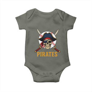 Pirates Baseball Baby Onesie Skeleton Sport Lover Gift TS12 Military Green Print Your Wear