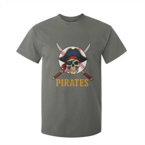 Pirates Baseball T Shirt For Kid Skeleton Sport Lover Gift TS12 Military Green Print Your Wear