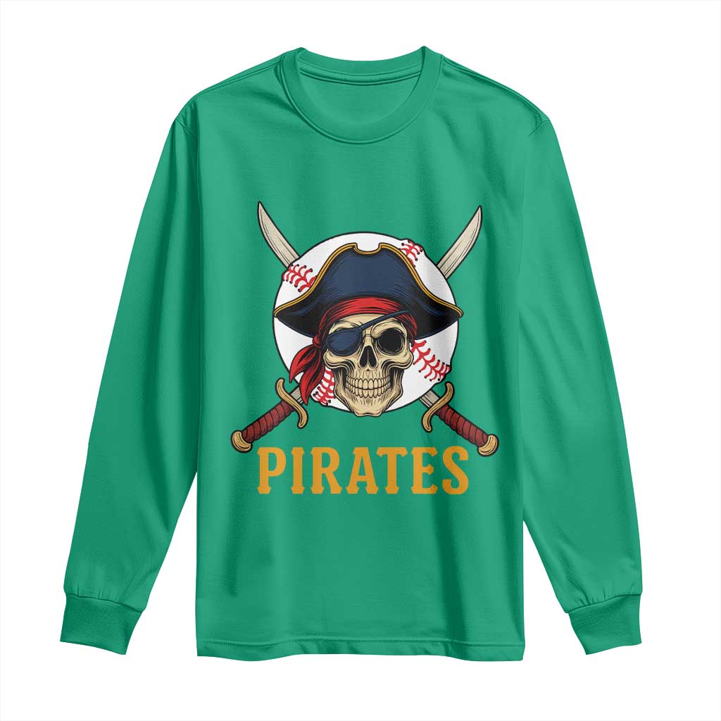 Pirates Baseball Long Sleeve Shirt Skeleton Sport Lover Gift TS12 Irish Green Print Your Wear