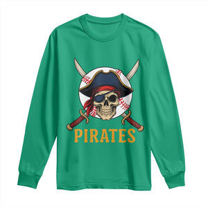 Pirates Baseball Long Sleeve Shirt Skeleton Sport Lover Gift TS12 Irish Green Print Your Wear