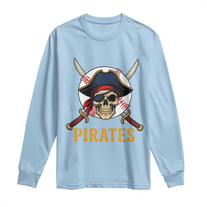 Pirates Baseball Long Sleeve Shirt Skeleton Sport Lover Gift TS12 Light Blue Print Your Wear