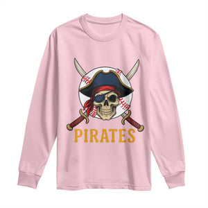 Pirates Baseball Long Sleeve Shirt Skeleton Sport Lover Gift TS12 Light Pink Print Your Wear