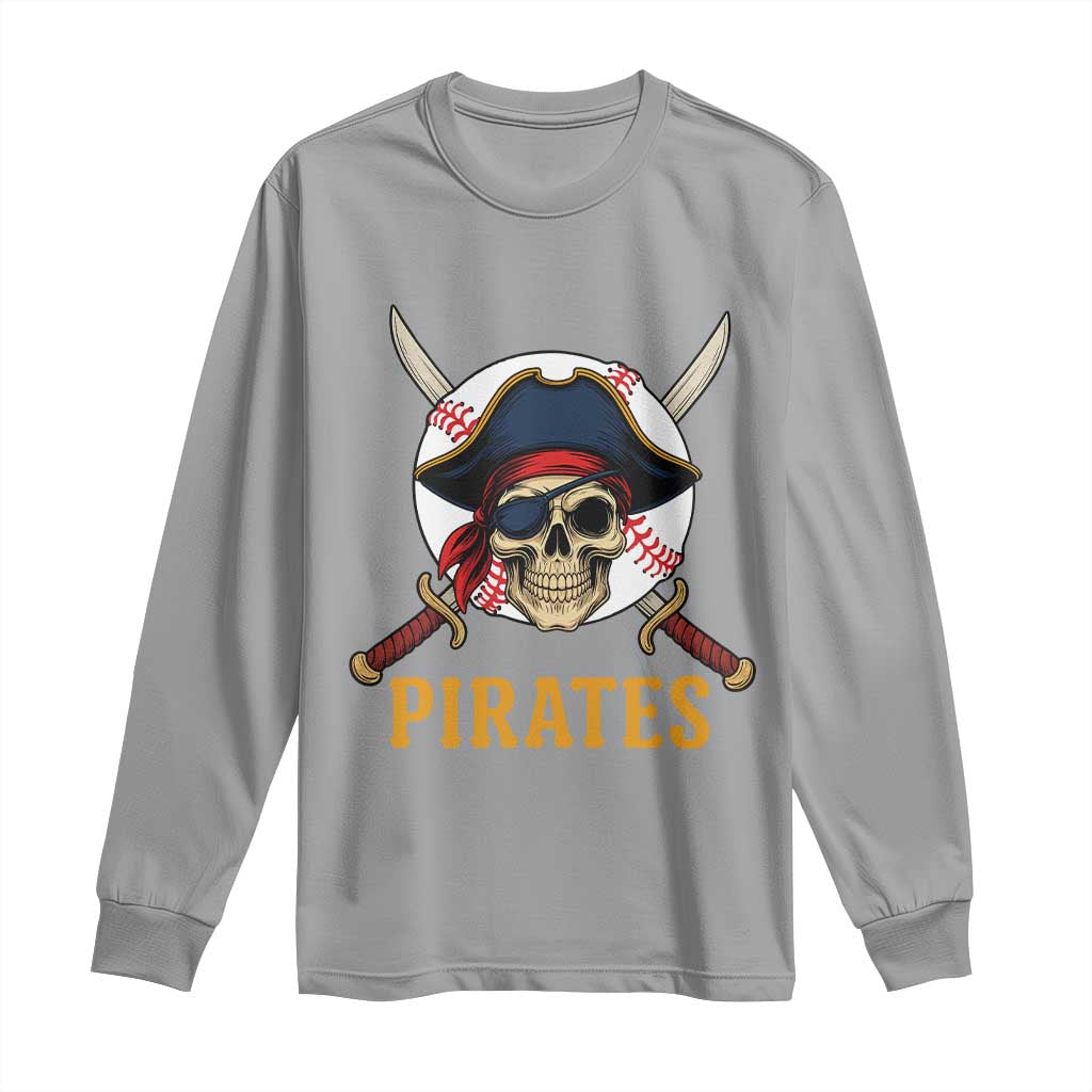 Pirates Baseball Long Sleeve Shirt Skeleton Sport Lover Gift TS12 Sport Gray Print Your Wear