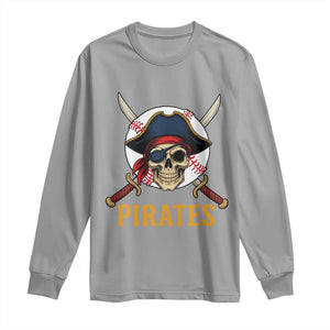 Pirates Baseball Long Sleeve Shirt Skeleton Sport Lover Gift TS12 Sport Gray Print Your Wear