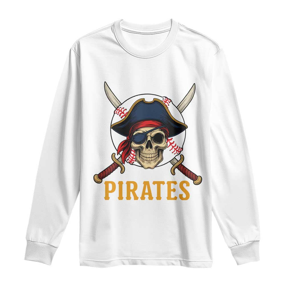 Pirates Baseball Long Sleeve Shirt Skeleton Sport Lover Gift TS12 White Print Your Wear