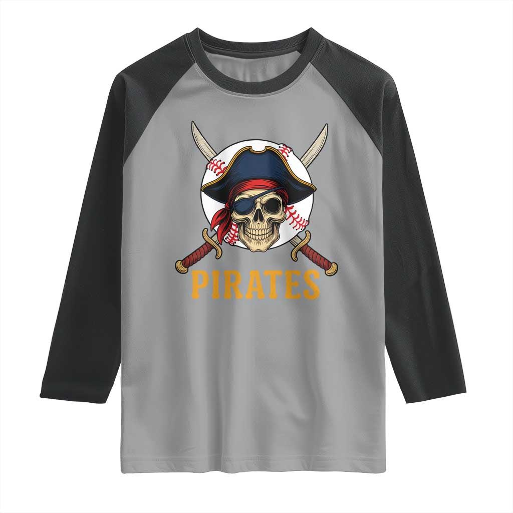 Pirates Baseball Raglan Shirt Skeleton Sport Lover Gift TS12 Sport Gray Black Print Your Wear