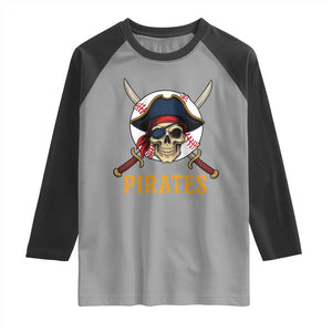 Pirates Baseball Raglan Shirt Skeleton Sport Lover Gift TS12 Sport Gray Black Print Your Wear