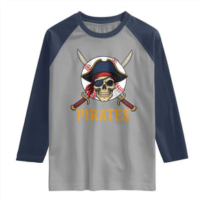 Pirates Baseball Raglan Shirt Skeleton Sport Lover Gift TS12 Sport Gray Navy Print Your Wear