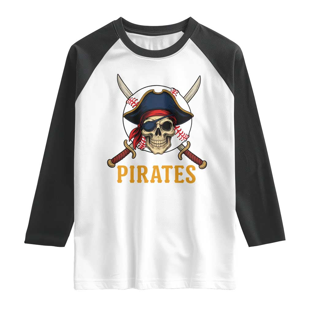 Pirates Baseball Raglan Shirt Skeleton Sport Lover Gift TS12 White Black Print Your Wear