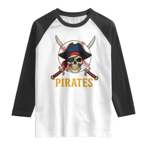 Pirates Baseball Raglan Shirt Skeleton Sport Lover Gift TS12 White Black Print Your Wear