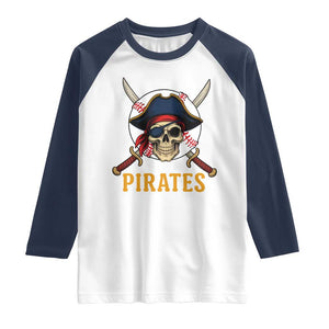 Pirates Baseball Raglan Shirt Skeleton Sport Lover Gift TS12 White Navy Print Your Wear