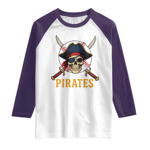 Pirates Baseball Raglan Shirt Skeleton Sport Lover Gift TS12 White Purple Print Your Wear