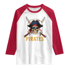 Pirates Baseball Raglan Shirt Skeleton Sport Lover Gift TS12 White Red Print Your Wear