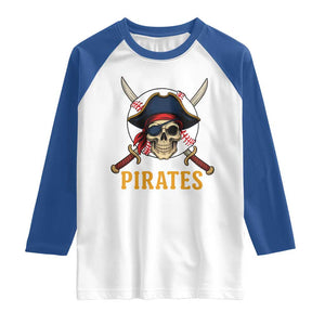 Pirates Baseball Raglan Shirt Skeleton Sport Lover Gift TS12 White Royal Print Your Wear