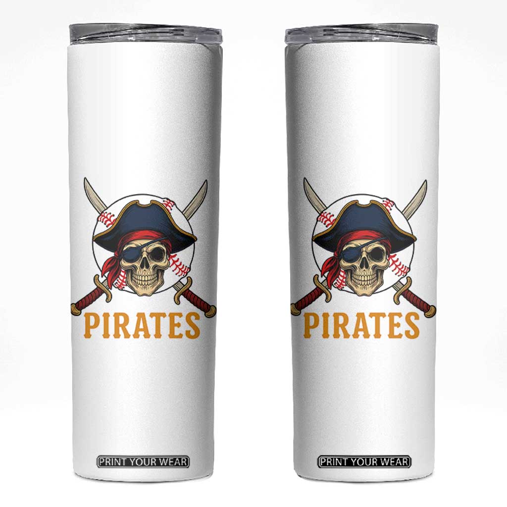 Pirates Baseball Skinny Tumbler Skeleton Sport Lover Gift TS12 White Print Your Wear