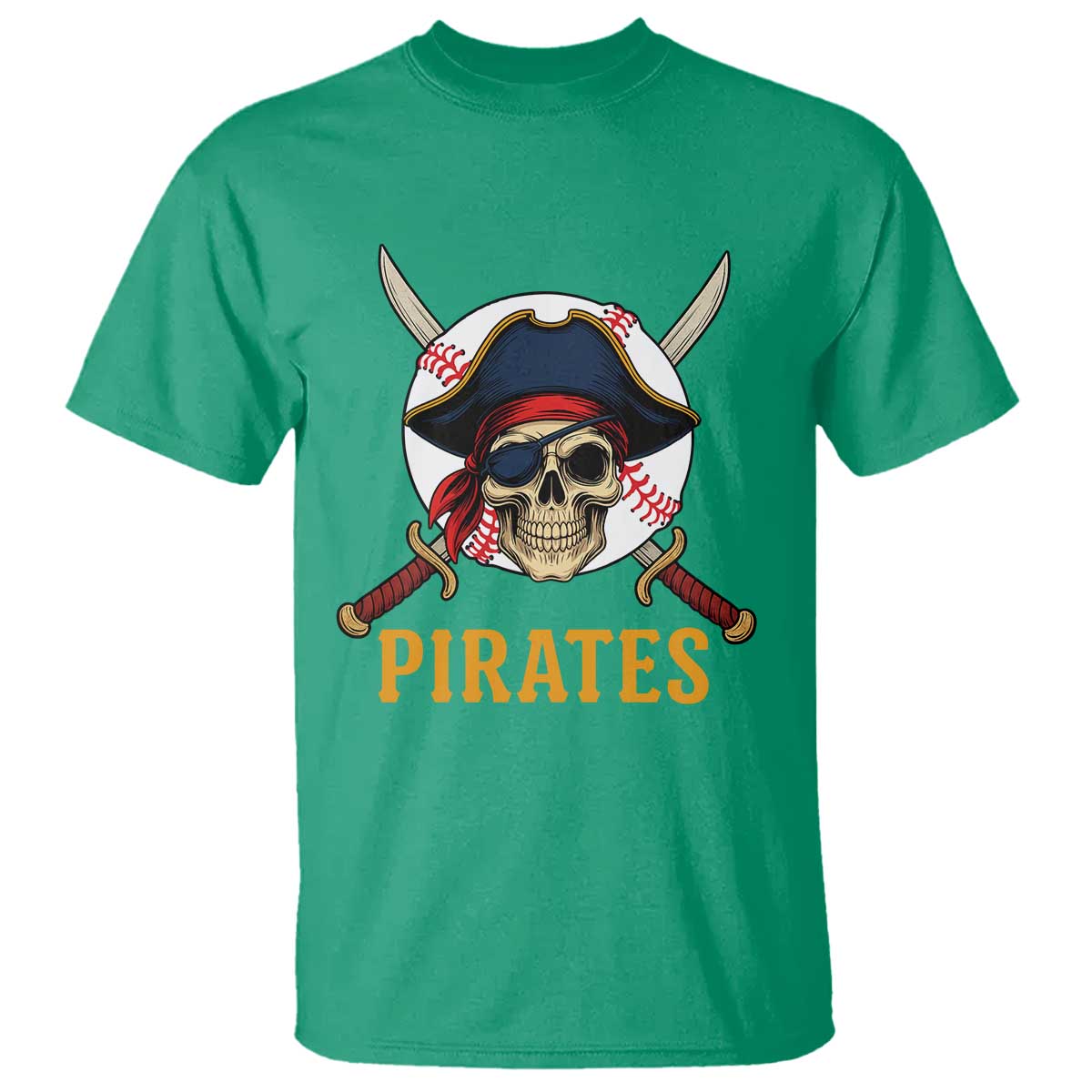 Pirates Baseball T Shirt Skeleton Sport Lover Gift TS12 Irish Green Print Your Wear