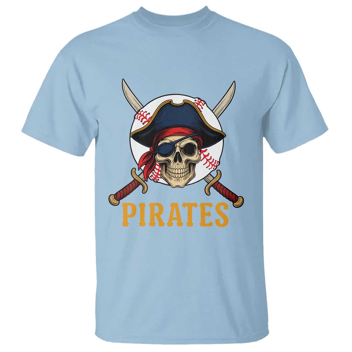 Pirates Baseball T Shirt Skeleton Sport Lover Gift TS12 Light Blue Print Your Wear