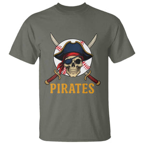 Pirates Baseball T Shirt Skeleton Sport Lover Gift TS12 Military Green Print Your Wear