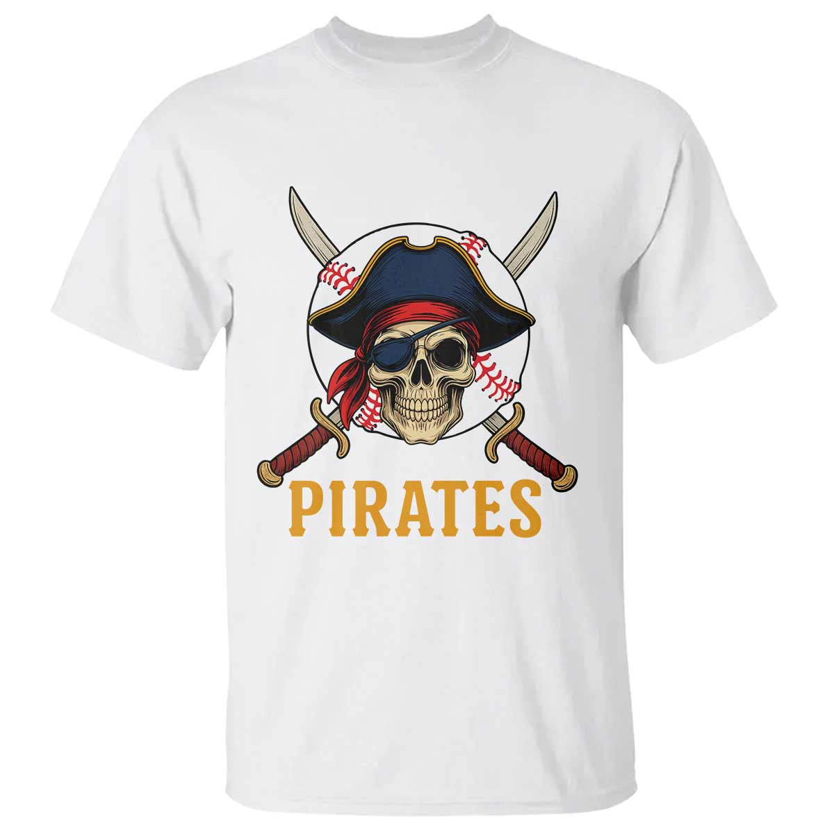 Pirates Baseball T Shirt Skeleton Sport Lover Gift TS12 White Print Your Wear