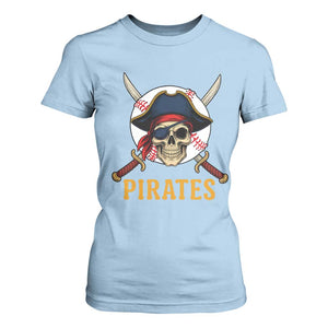 Pirates Baseball T Shirt For Women Skeleton Sport Lover Gift TS12 Light Blue Print Your Wear