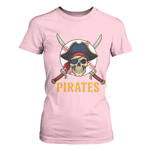 Pirates Baseball T Shirt For Women Skeleton Sport Lover Gift TS12 Light Pink Print Your Wear