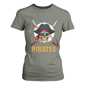 Pirates Baseball T Shirt For Women Skeleton Sport Lover Gift TS12 Military Green Print Your Wear