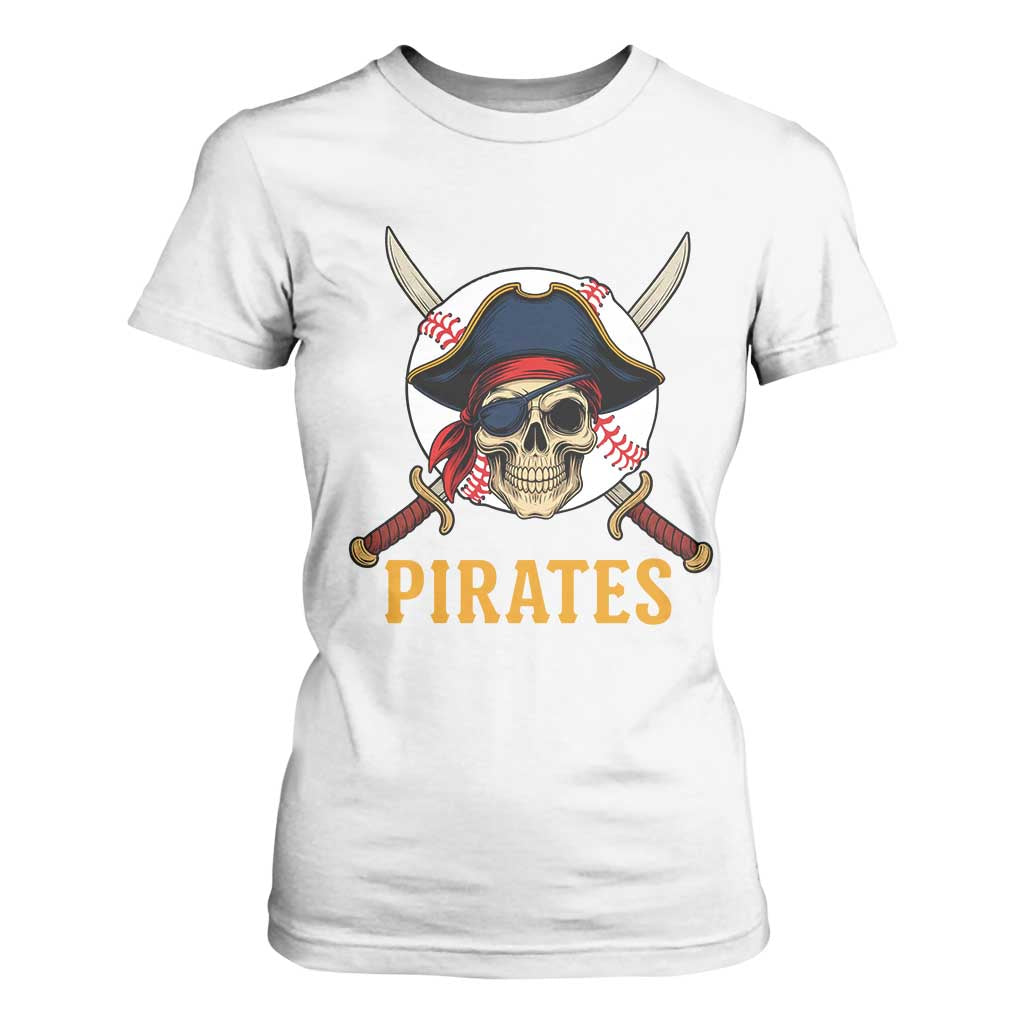 Pirates Baseball T Shirt For Women Skeleton Sport Lover Gift TS12 White Print Your Wear