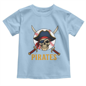 Pirates Baseball Toddler T Shirt Skeleton Sport Lover Gift TS12 Light Blue Print Your Wear