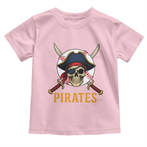 Pirates Baseball Toddler T Shirt Skeleton Sport Lover Gift TS12 Light Pink Print Your Wear