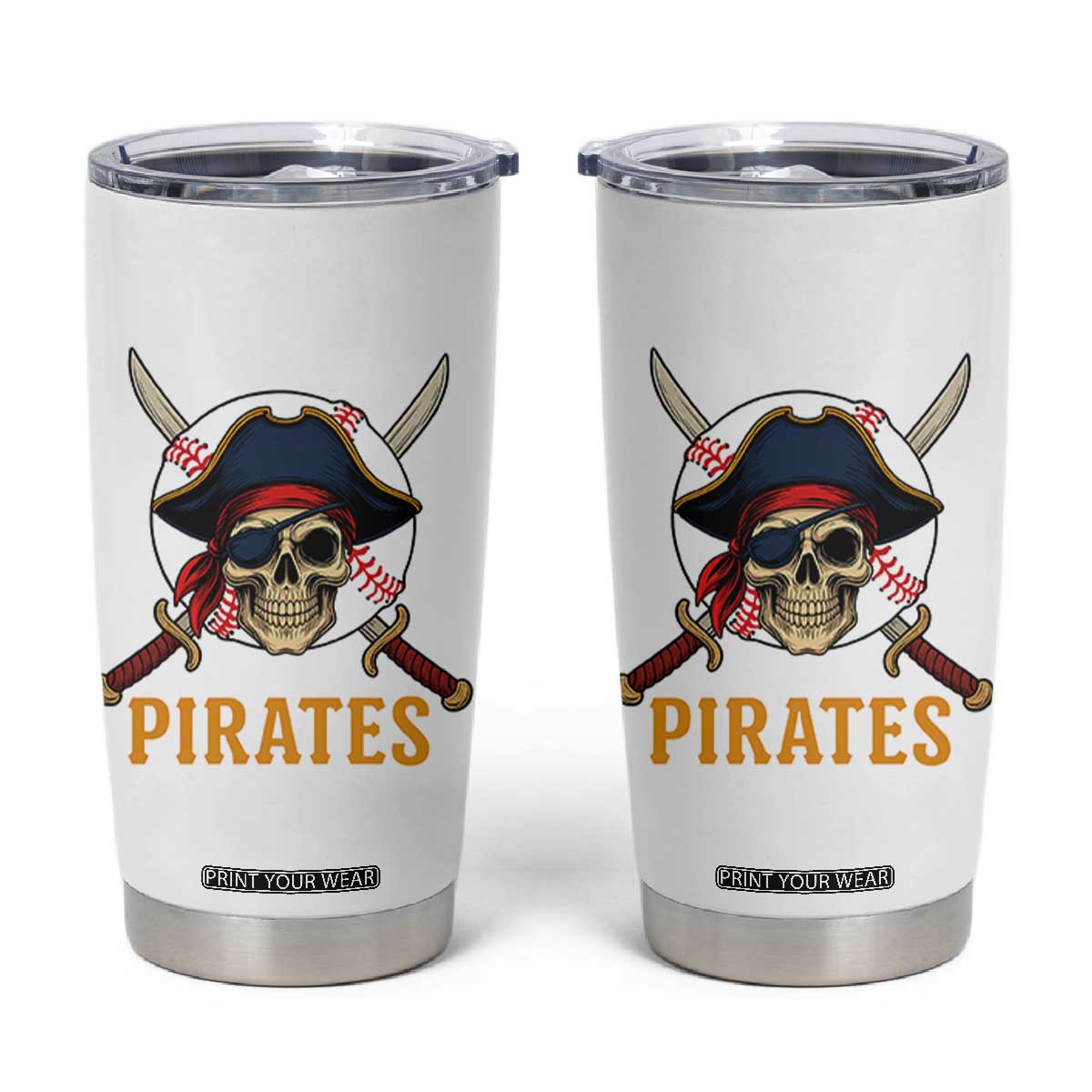 Pirates Baseball Tumbler Cup Skeleton Sport Lover Gift TS12 White Print Your Wear