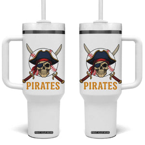 Pirates Baseball Tumbler With Handle Skeleton Sport Lover Gift TS12 One Size: 40 oz White Print Your Wear